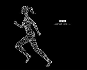 Fototapeta premium Abstract vector illustration of running woman.
