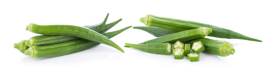 fresh okra isolated on white background
