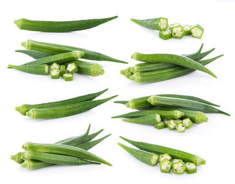 fresh okra isolated on white background