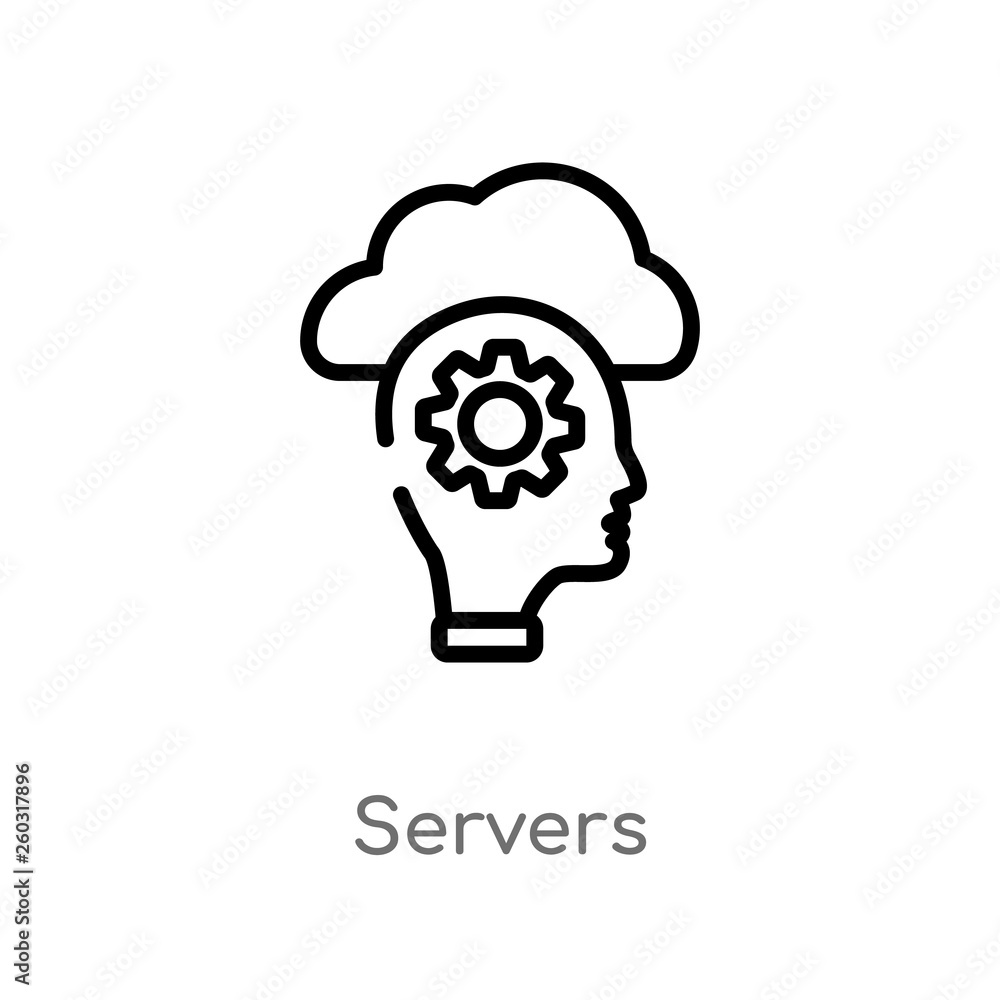 Poster outline servers vector icon. isolated black simple line element illustration from artificial intelli