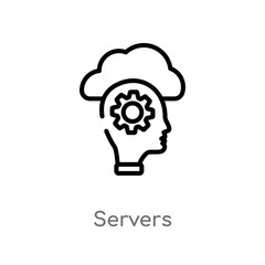 outline servers vector icon. isolated black simple line element illustration from artificial intelligence concept. editable vector stroke servers icon on white background