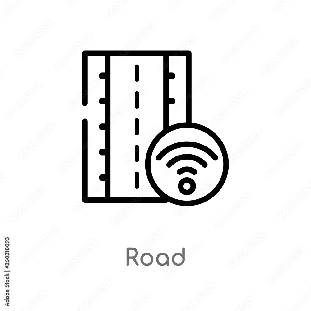 Poster outline road vector icon. isolated black simple line element illustration from artificial intelligen