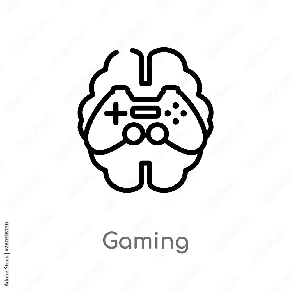Aufkleber outline gaming vector icon. isolated black simple line element illustration from artificial intellig