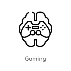 outline gaming vector icon. isolated black simple line element illustration from artificial intelligence concept. editable vector stroke gaming icon on white background