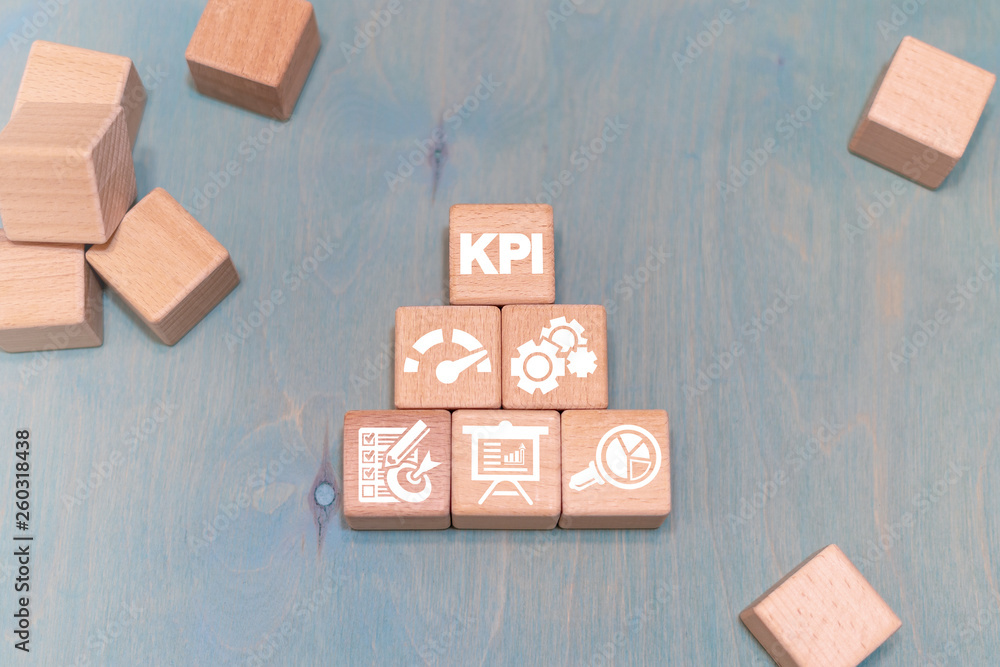 Poster kpi key performance indicators. business and industry efficiency metrics concept. evaluation achieve