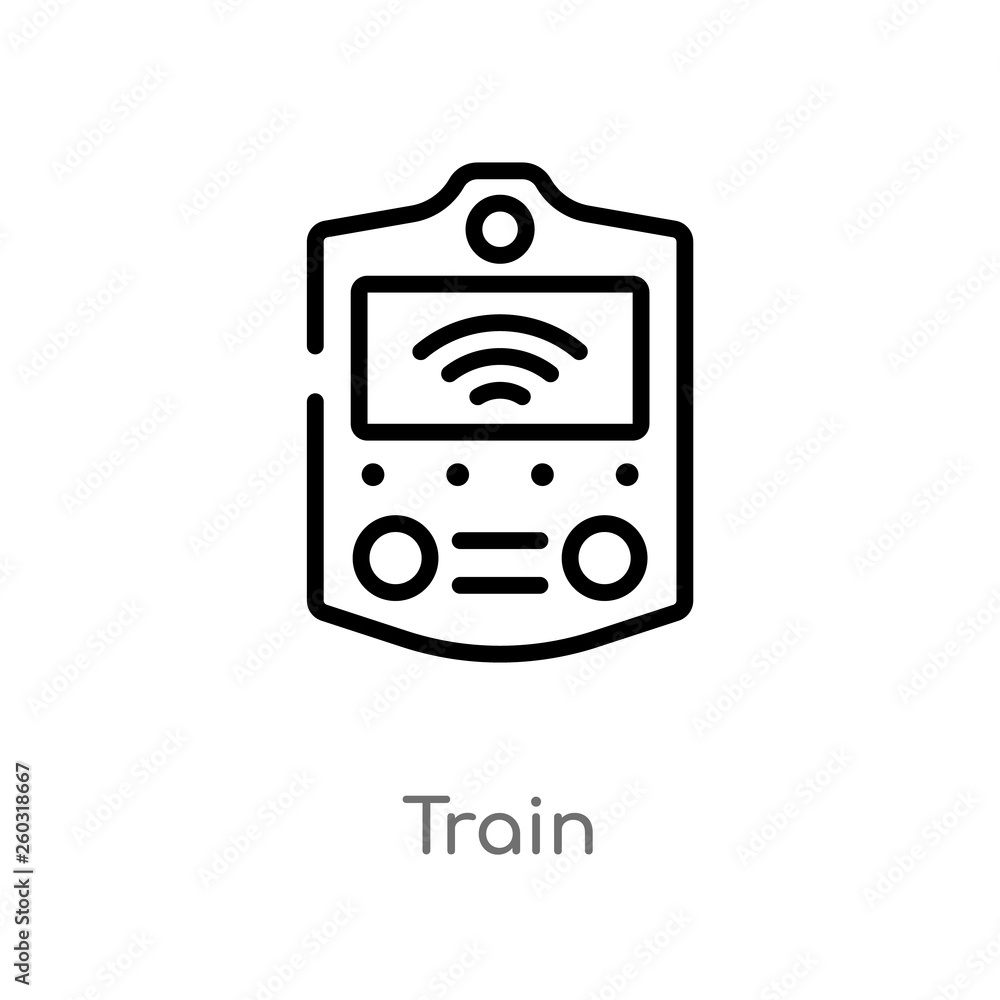 Poster outline train vector icon. isolated black simple line element illustration from artificial intellige
