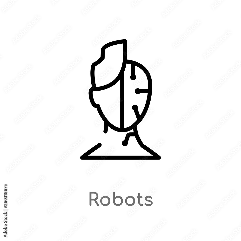 Poster outline robots vector icon. isolated black simple line element illustration from artificial intellig