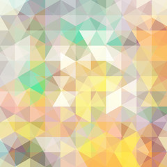 Abstract background consisting of pastel yellow, beige, gray triangles. Geometric design for business presentations or web template banner flyer. Vector illustration