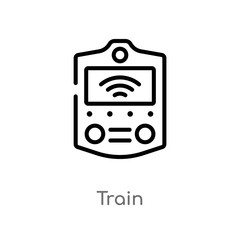 outline train vector icon. isolated black simple line element illustration from artificial intelligence concept. editable vector stroke train icon on white background