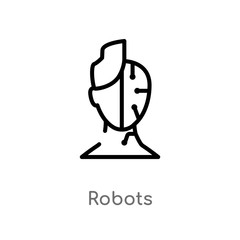 outline robots vector icon. isolated black simple line element illustration from artificial intelligence concept. editable vector stroke robots icon on white background