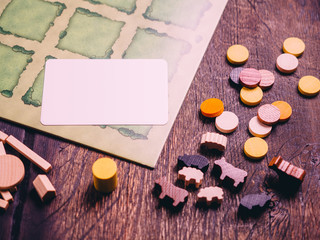 Farm agricola board game with fields figures and animals