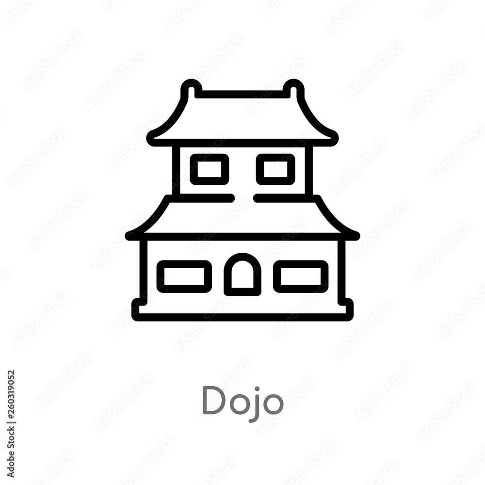 Poster outline dojo vector icon. isolated black simple line element illustration from asian concept. editab