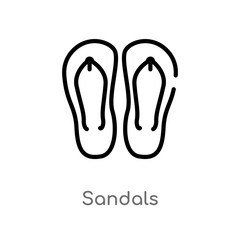 outline sandals vector icon. isolated black simple line element illustration from asian concept. editable vector stroke sandals icon on white background