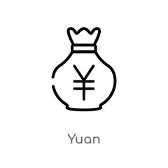 outline yuan vector icon. isolated black simple line element illustration from asian concept. editable vector stroke yuan icon on white background