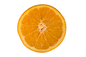 Halved orange fruit isolated on a white background