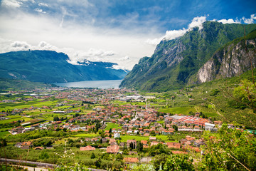 Riva del Garda valley surrounded with mountains