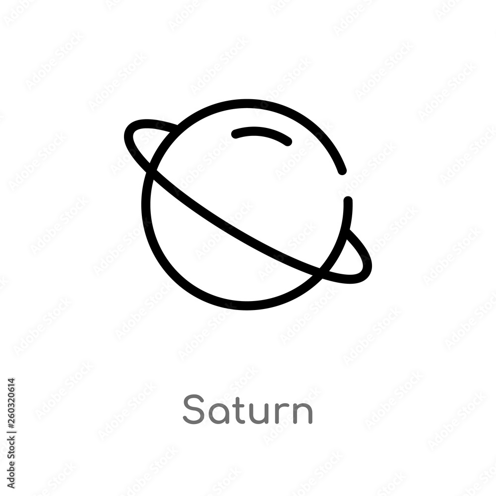 Aufkleber outline saturn vector icon. isolated black simple line element illustration from astronomy concept. 