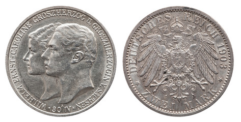Germany German Saxony Weimar Eisenach silver coin 2 two mark 1903