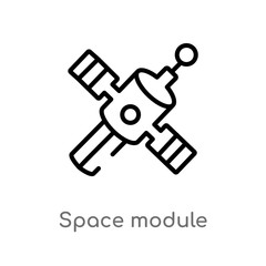 outline space module vector icon. isolated black simple line element illustration from astronomy concept. editable vector stroke space module icon on white background