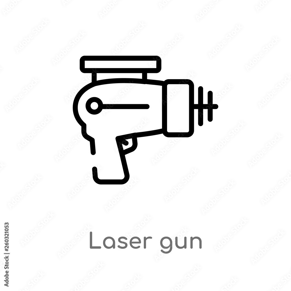 Poster outline laser gun vector icon. isolated black simple line element illustration from astronomy concep