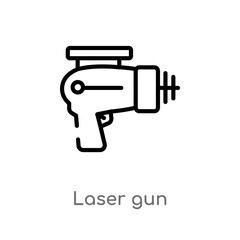 outline laser gun vector icon. isolated black simple line element illustration from astronomy concept. editable vector stroke laser gun icon on white background