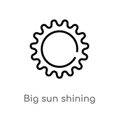 outline big sun shining vector icon. isolated black simple line element illustration from astronomy concept. editable vector stroke big sun shining icon on white background