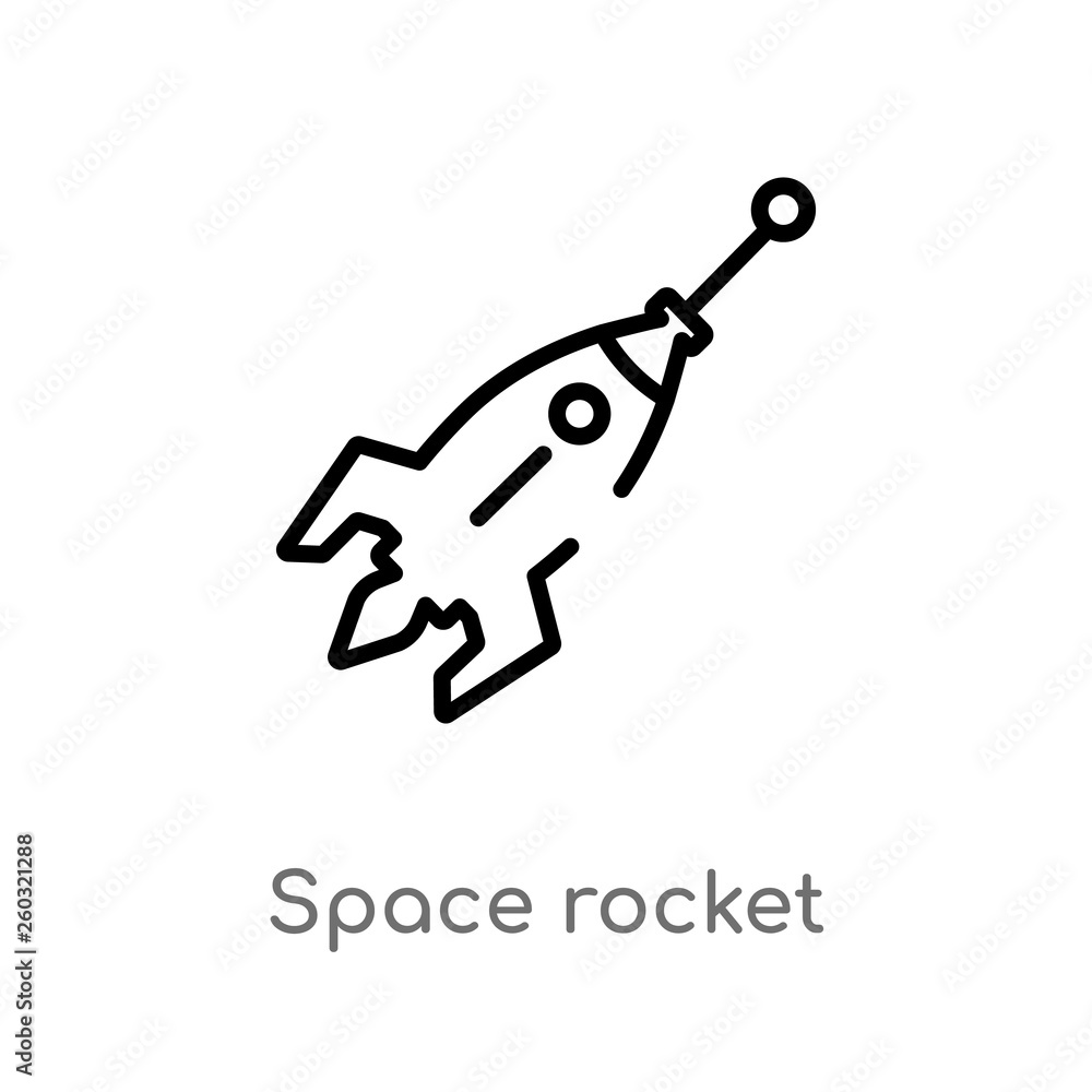 Poster outline space rocket vector icon. isolated black simple line element illustration from astronomy con