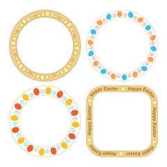vector round and quadrate frames with decorative eggs for easter holiday