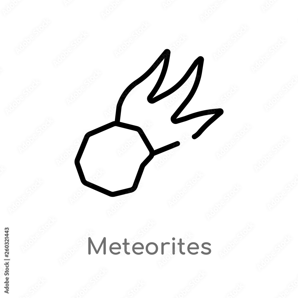 Poster outline meteorites vector icon. isolated black simple line element illustration from astronomy conce