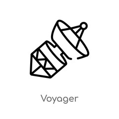 outline voyager vector icon. isolated black simple line element illustration from astronomy concept. editable vector stroke voyager icon on white background
