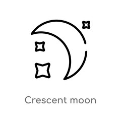 outline crescent moon vector icon. isolated black simple line element illustration from astronomy concept. editable vector stroke crescent moon icon on white background