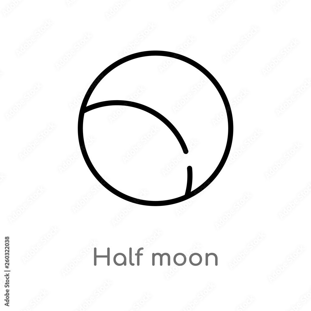 Poster outline half moon vector icon. isolated black simple line element illustration from astronomy concep