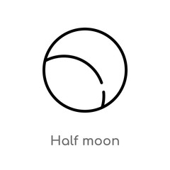 outline half moon vector icon. isolated black simple line element illustration from astronomy concept. editable vector stroke half moon icon on white background