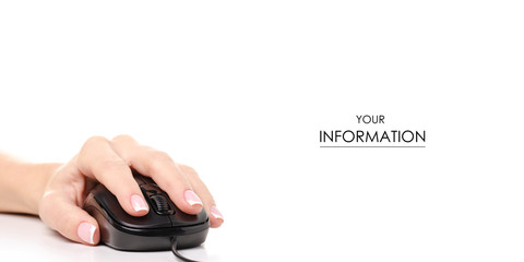 PC mouse in hand pattern on white background isolation