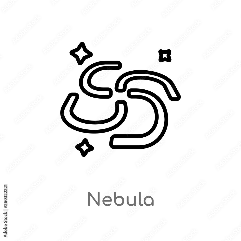 Poster outline nebula vector icon. isolated black simple line element illustration from astronomy concept. 