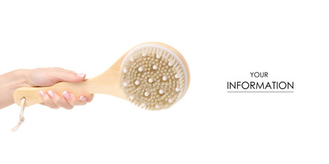 The brush from cellulite in hands pattern on a white background. Isolation