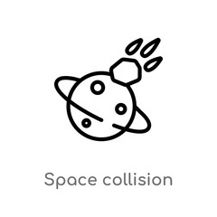 outline space collision vector icon. isolated black simple line element illustration from astronomy concept. editable vector stroke space collision icon on white background