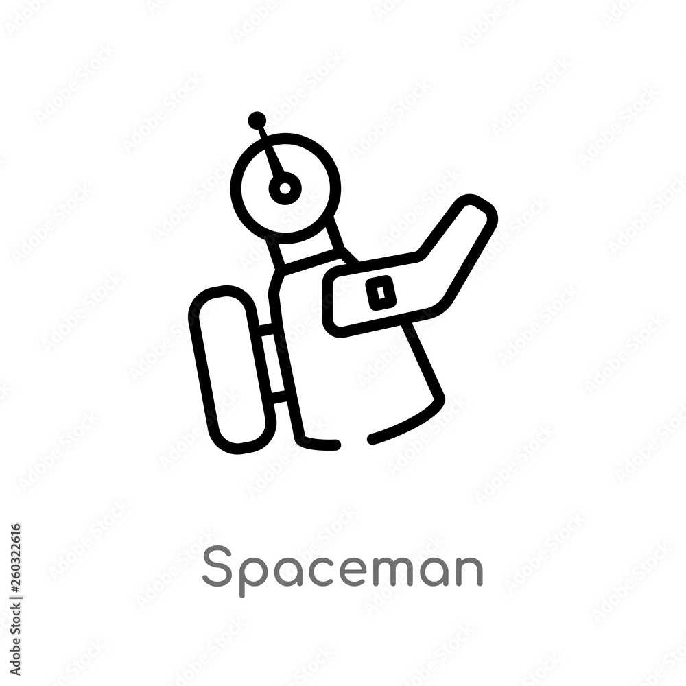Poster outline spaceman vector icon. isolated black simple line element illustration from astronomy concept