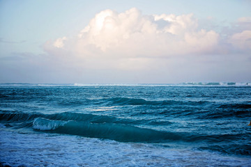 Beautiful seascape panorama with waves. Nature background