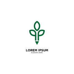 pencil nature leaf simple logo template vector illustration icon element - Vector