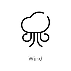 outline wind vector icon. isolated black simple line element illustration from autumn concept. editable vector stroke wind icon on white background