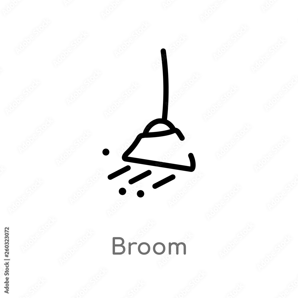 Poster outline broom vector icon. isolated black simple line element illustration from autumn concept. edit