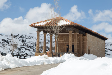 Valdelinares in snow Gudar mountains Teruel Aragon Spain
