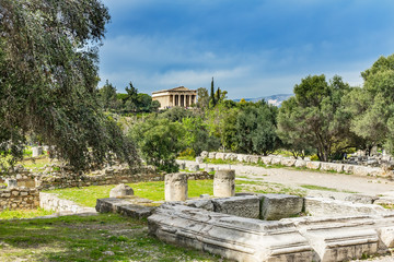 Fototapeta na wymiar Middle Stoa Ancient Temple Hephaestus Agora Athens Greece