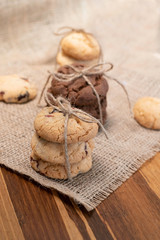 Fototapeta na wymiar Homemade oatmeal cookies on a wooden table.