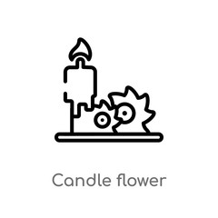 outline candle flower vector icon. isolated black simple line element illustration from beauty concept. editable vector stroke candle flower icon on white background
