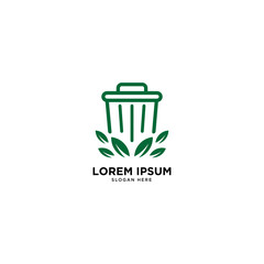 recycle trash green leaf simple line logo template vector illustration icon element isolated - Vector