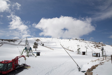 Empty Javalambre pistes on April 14, 2018 Teruel Aragon Spain