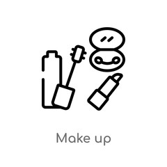 outline make up vector icon. isolated black simple line element illustration from beauty concept. editable vector stroke make up icon on white background