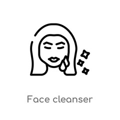 outline face cleanser vector icon. isolated black simple line element illustration from beauty concept. editable vector stroke face cleanser icon on white background